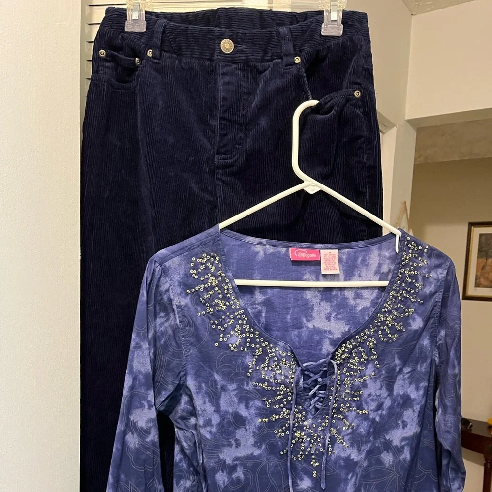 Newport News Jeanology Boot Cut Corduroy Jeans in Dark Indigo Blue, Size 6 Tall - Picture 7 of 7